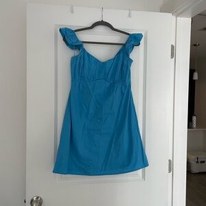 Blue fit and flare dress